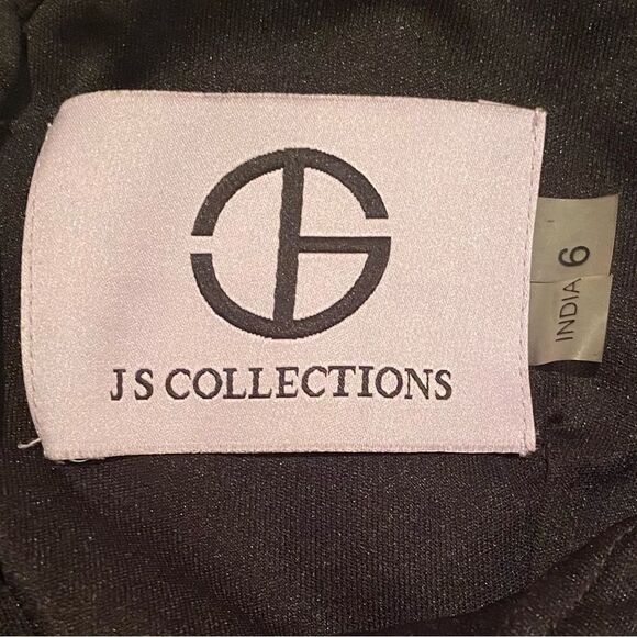 JS Collections Black, Lilac & Grey Leaf Embroidered V Neck Gown 6 Formal Wedding - Picture 6 of 8